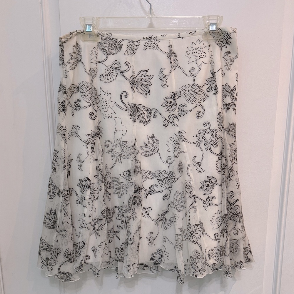 Armani Collezioni Black and White Floral A-Line Skirt